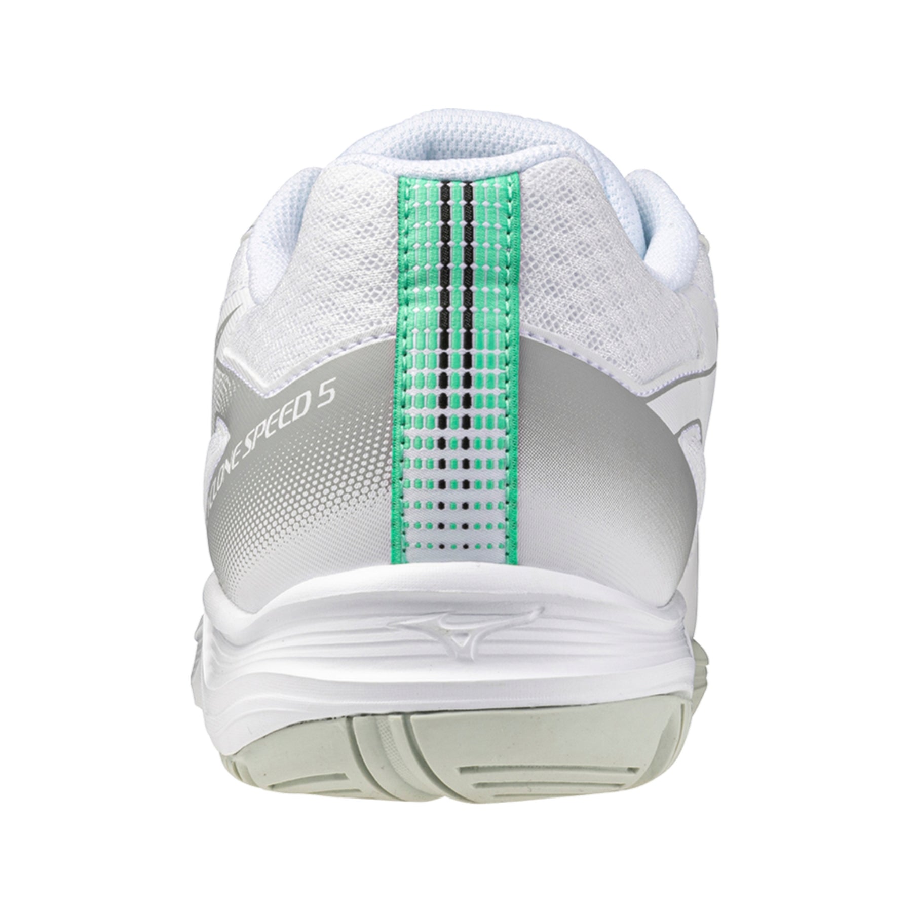 Mizuno Cyclone Speed Junior Netball Shoes: White/Black/Frozen Emerald