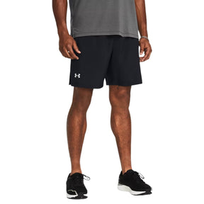 Under Armour Mens Launch Running Shorts: Black/White/Reflective