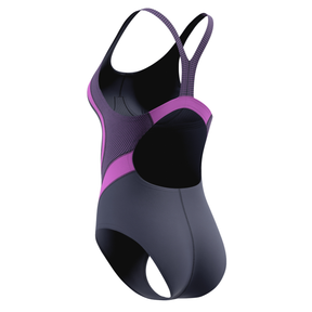 Speedo Women's Quantum Rib Splice Swimsuit: Peacoat/Neon Jelly