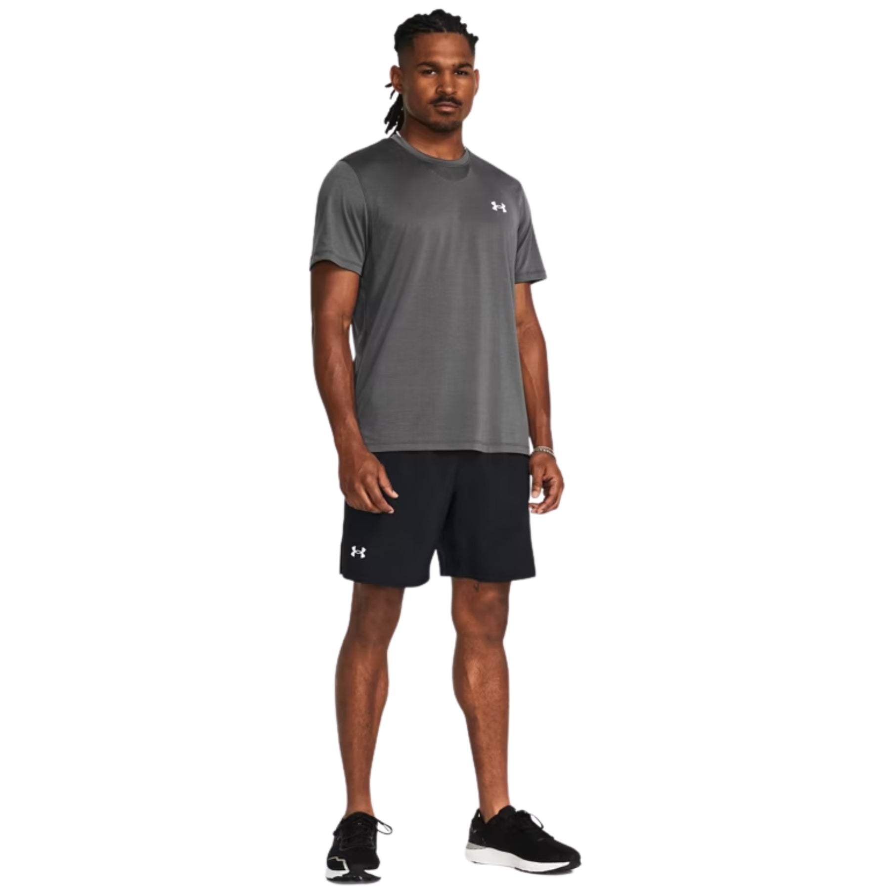 Under Armour Mens Launch Running Shorts: Black/White/Reflective