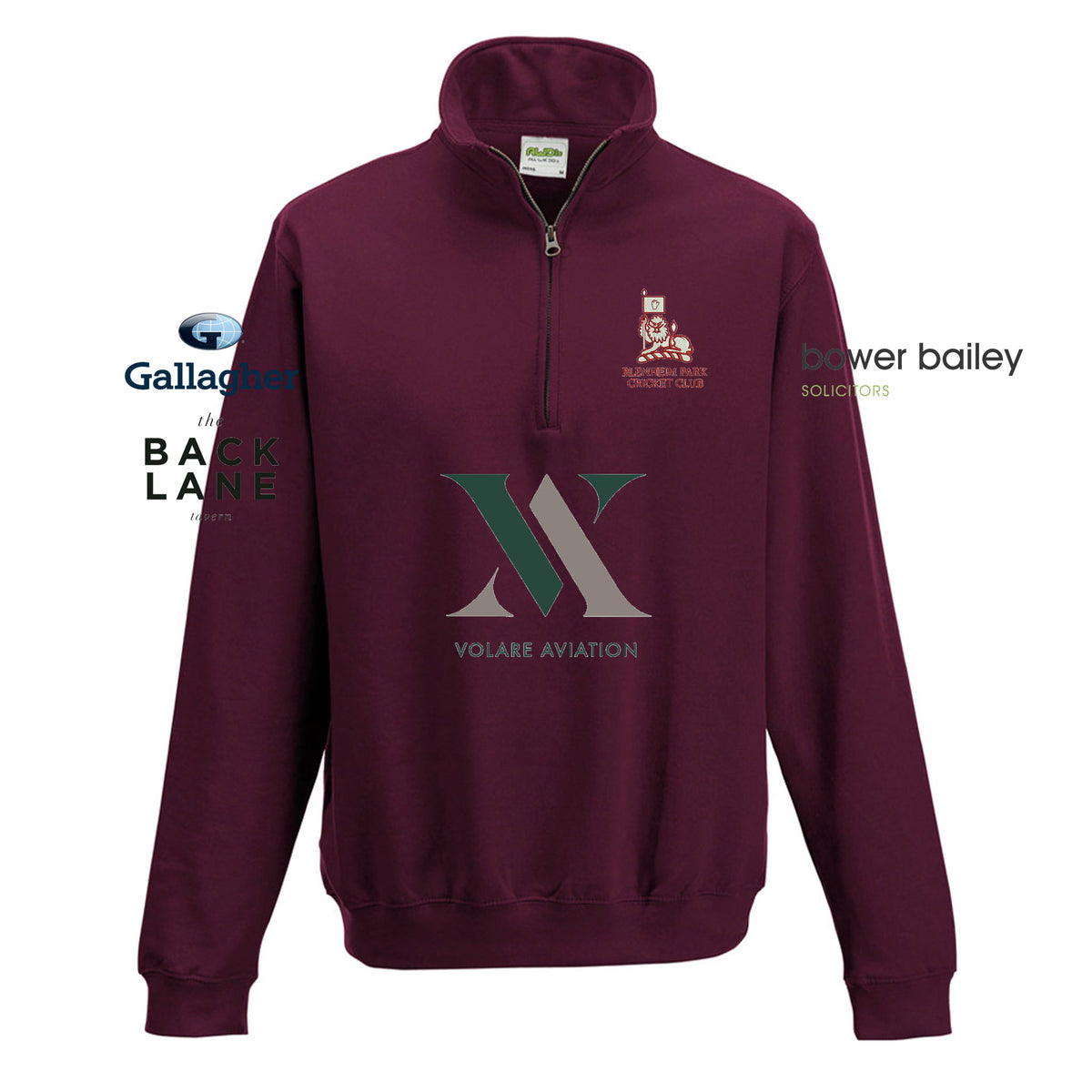 Blenheim Park CC Qtr Zip Sweatshirt: Maroon