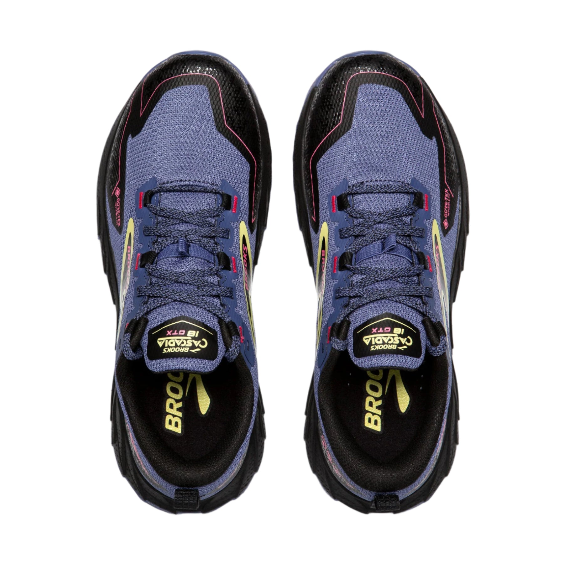 Brooks Cascadia 18 GTX Womens Trail Running Shoes: Grey Blue/Black/Pink