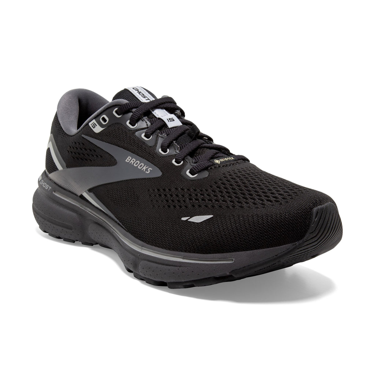 Brooks Ghost 15 GTX Mens Trail Shoes: Black/Pearl/Alloy