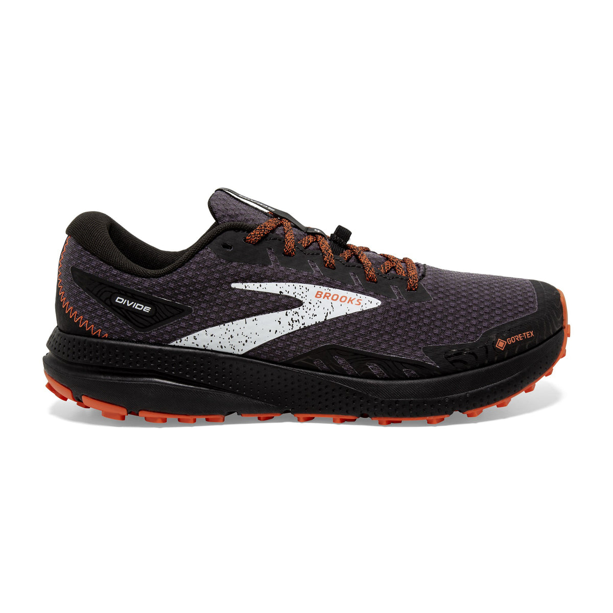 Brooks Divide 4 GTX Mens Trail Shoes: Black/Firecracker/Blue