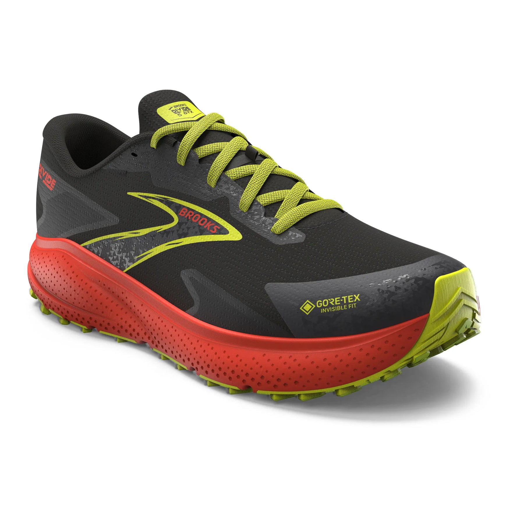Brooks Divide 5 GTX Mens Trail Running Shoes Black Cherry Lime