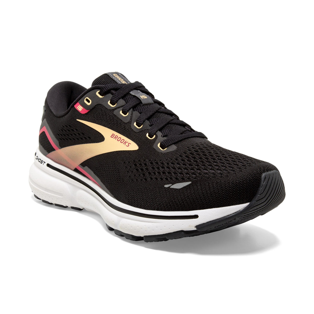 Brooks Ghost 15 Womens Running Shoes: Black/Orange/Raspberry