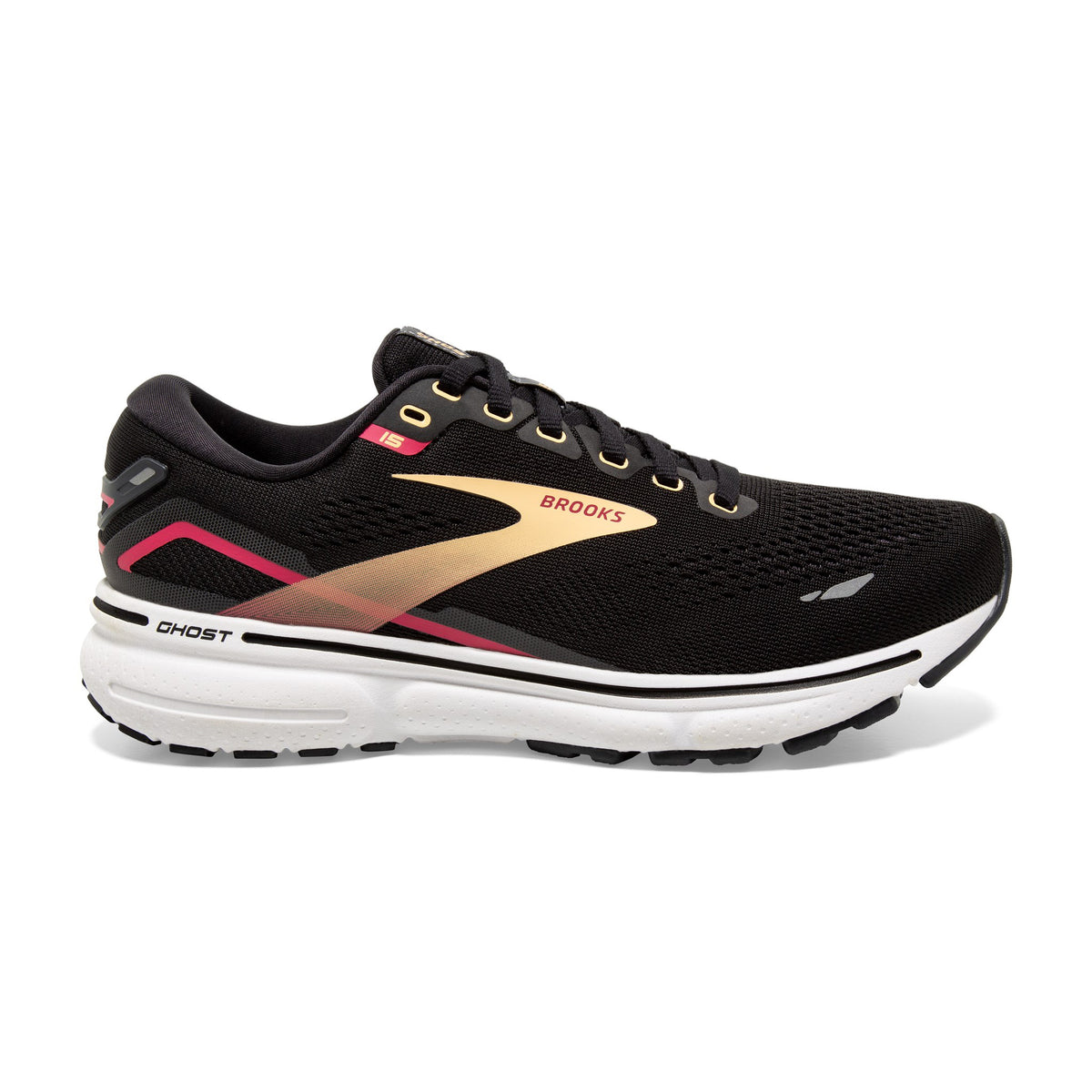 Brooks Ghost 15 Womens Running Shoes Black Orange Raspberry