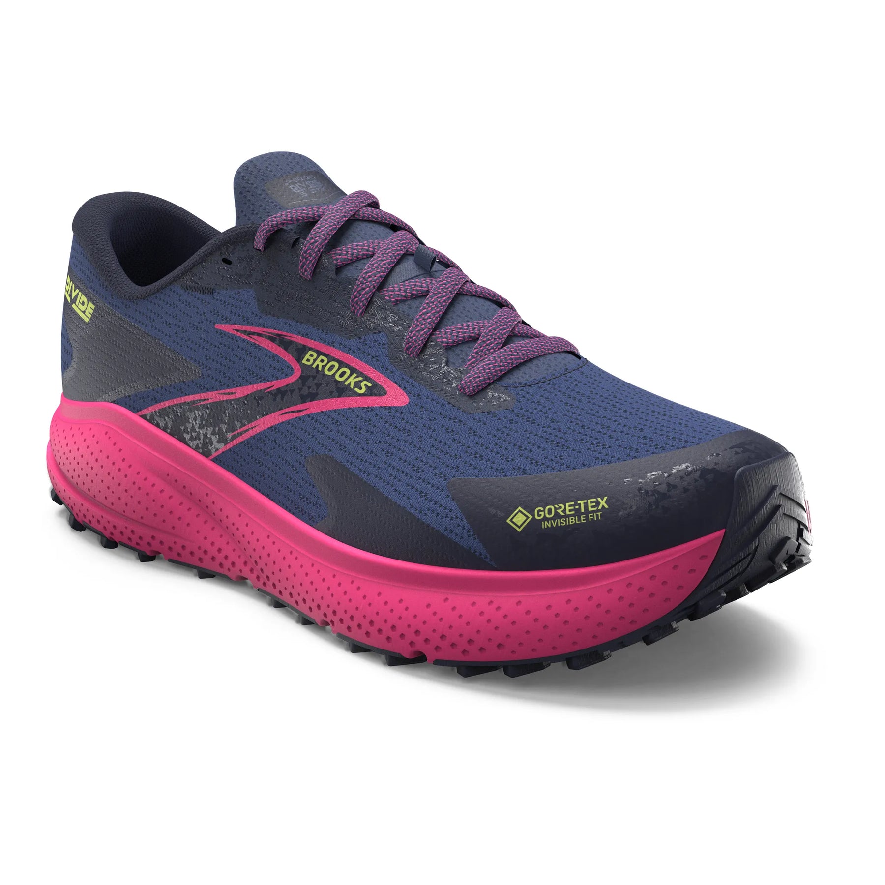 Brooks Divide 5 GTX Womens Trail Running Shoes Grey Blue Pink Lime