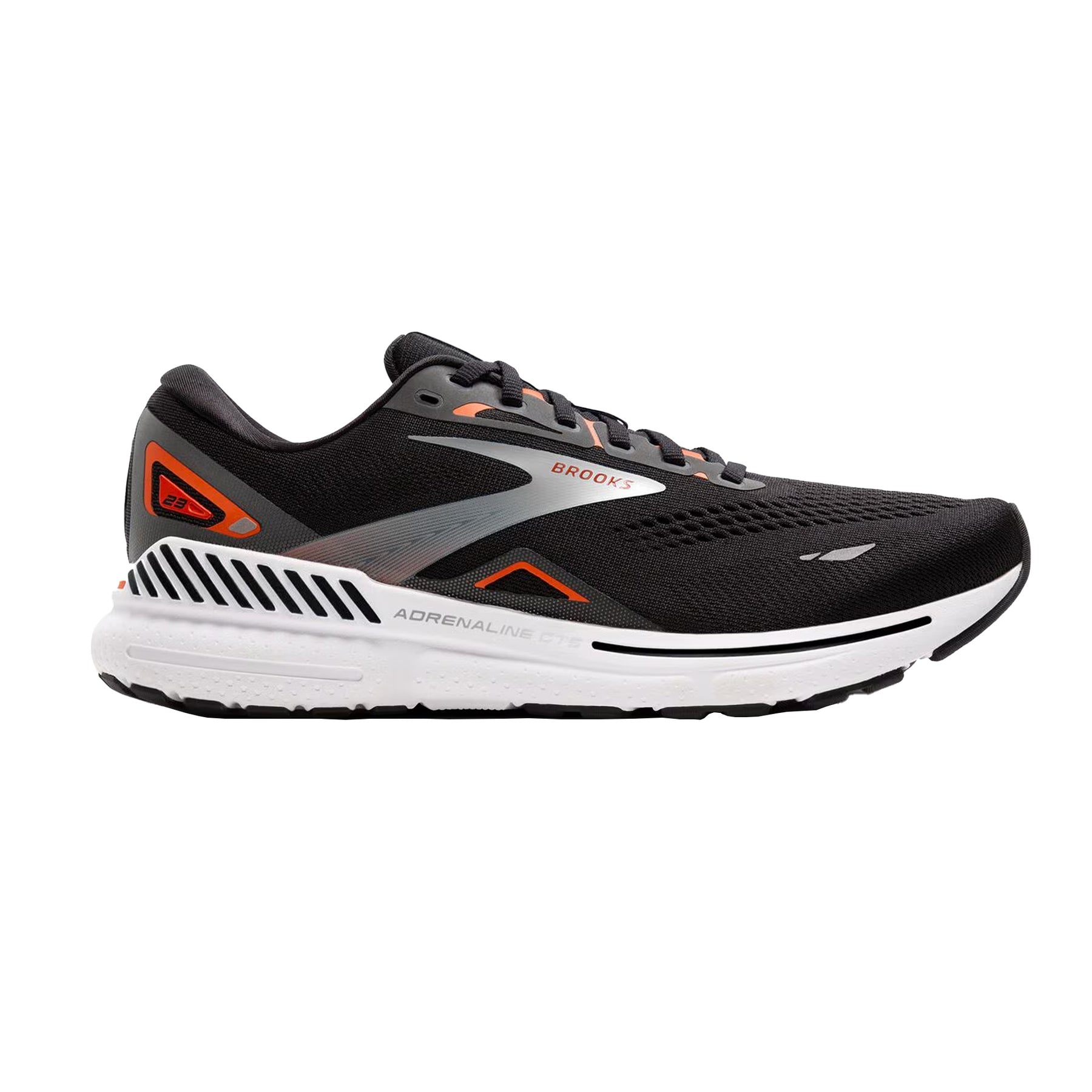 Brooks Adrenaline GTS 23 Mens Running Shoes: Black/Mandarin Red/Silver