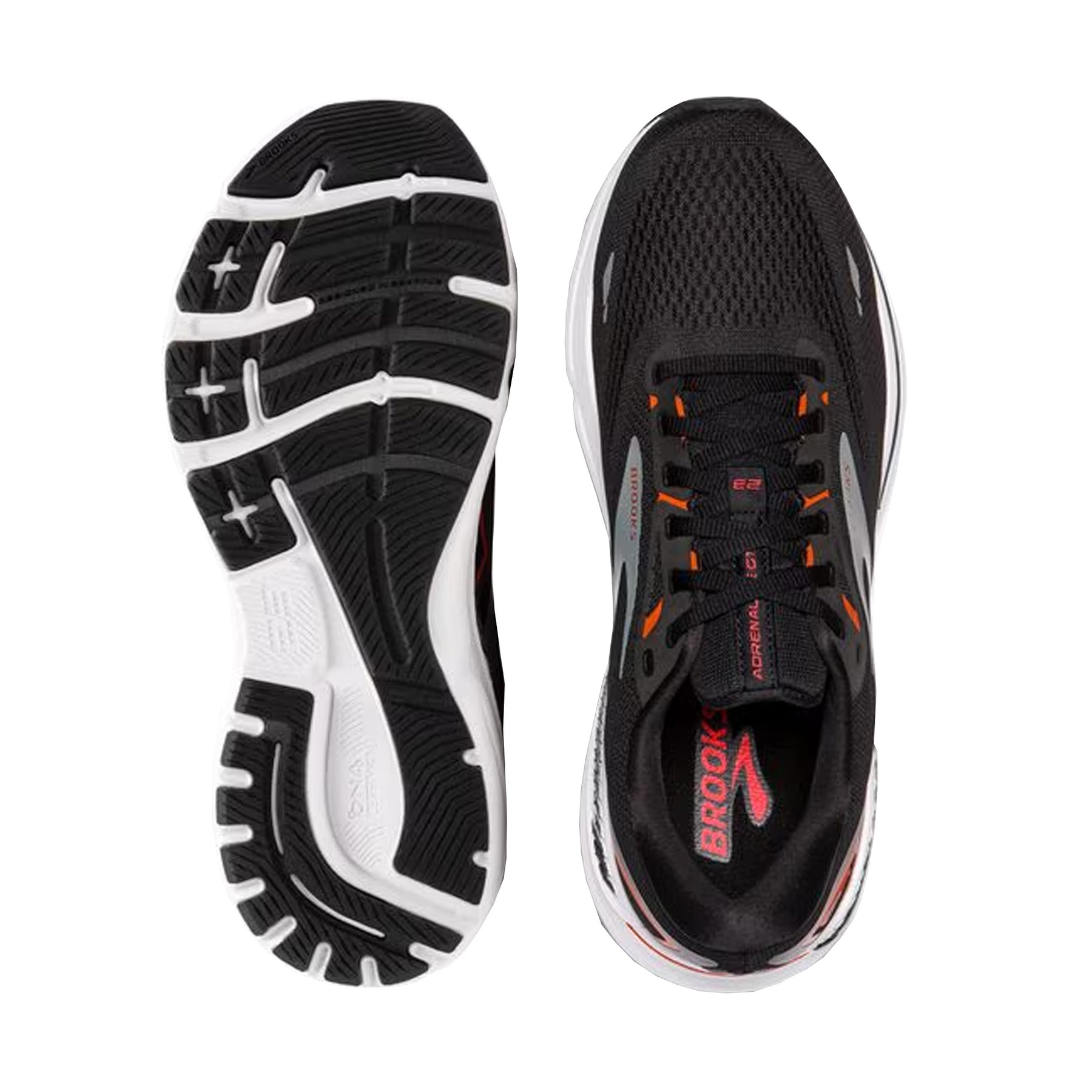 Brooks Adrenaline GTS 23 Mens Running Shoes: Black/Mandarin Red/Silver