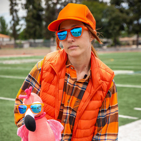 Goodr Donkey Goggles Sunglasses Blue Polarised Lenses: Orange Frame