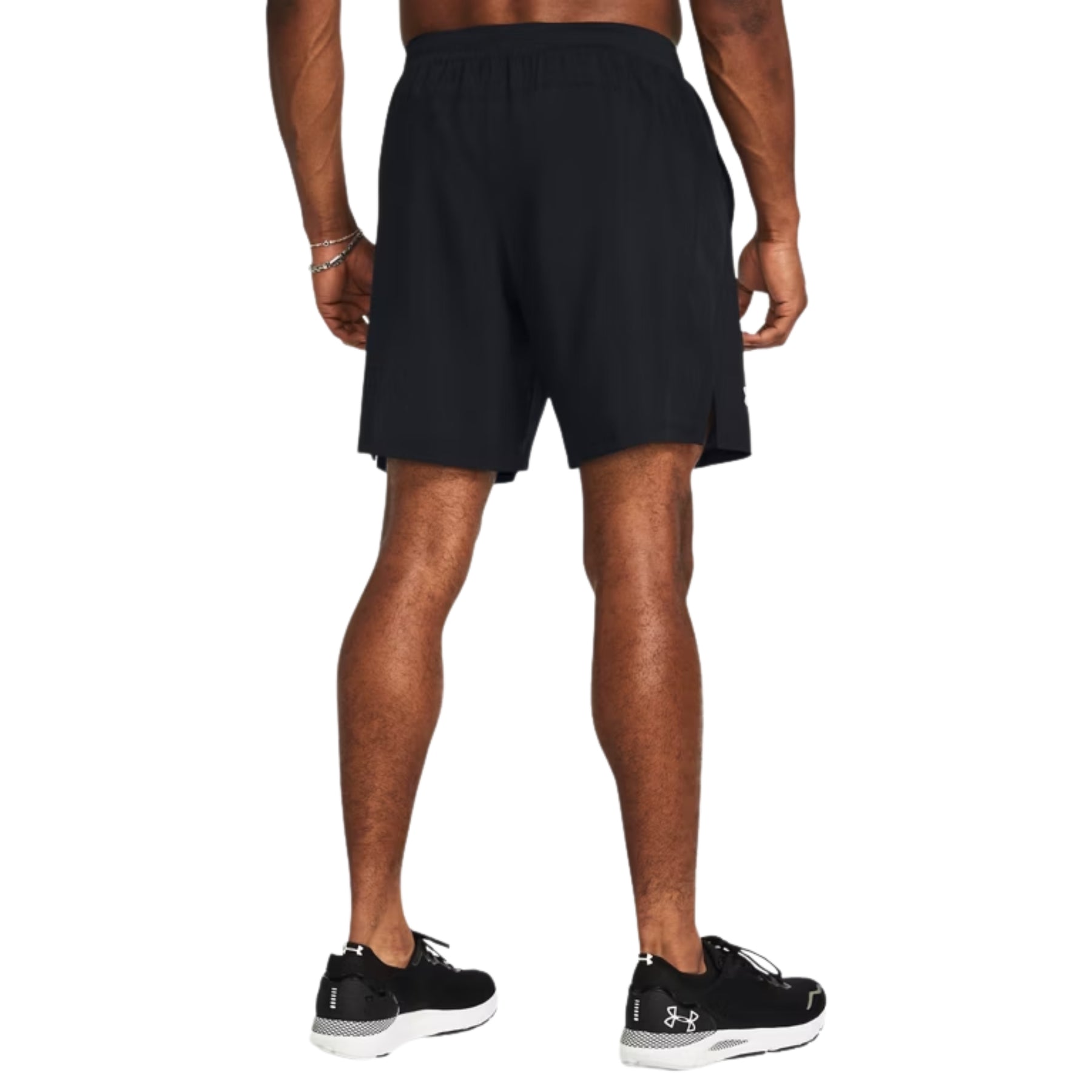 Under Armour Mens Launch Running Shorts: Black/White/Reflective
