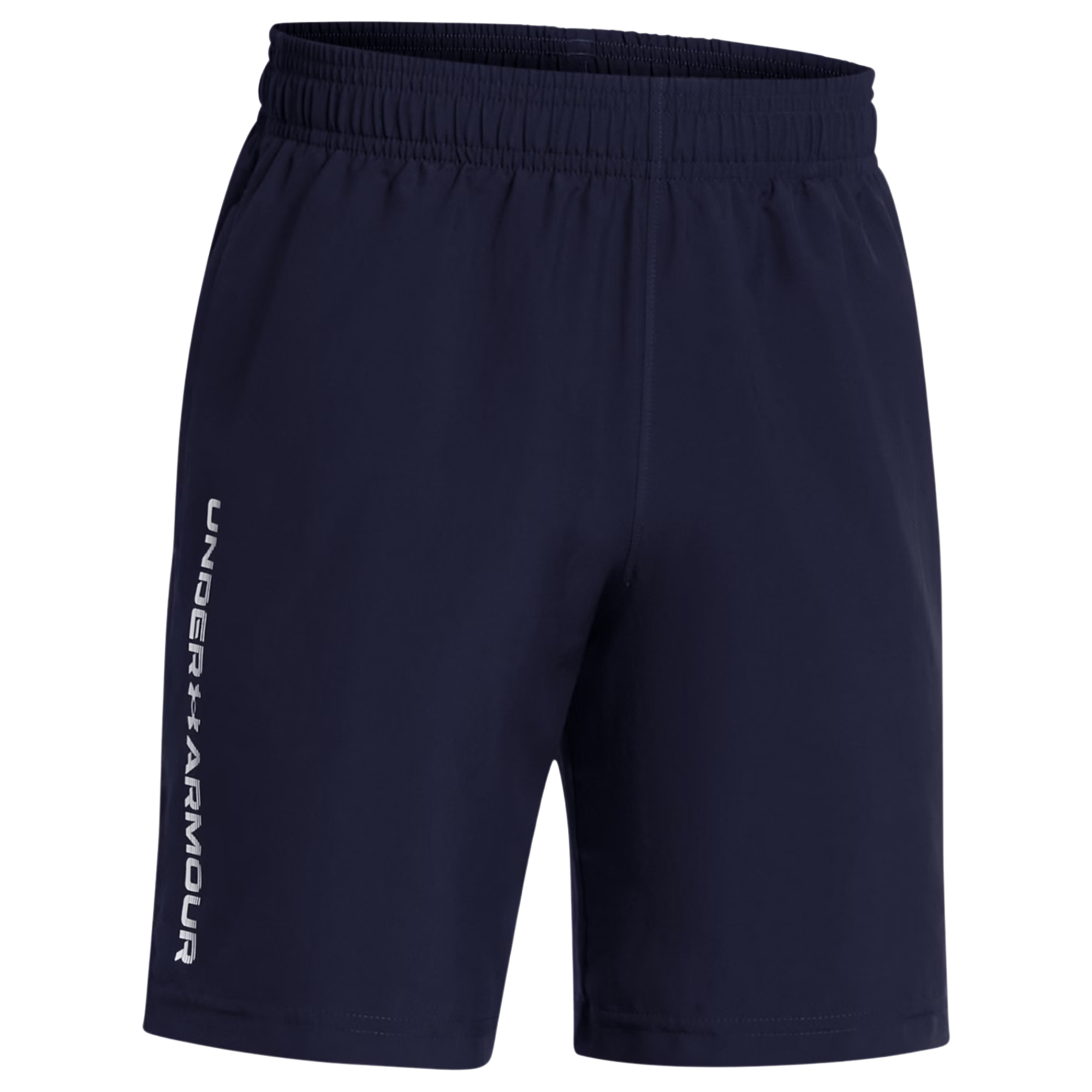 Under Armour Tech Woven Wordmark Junior Shorts: Midnight Navy/White