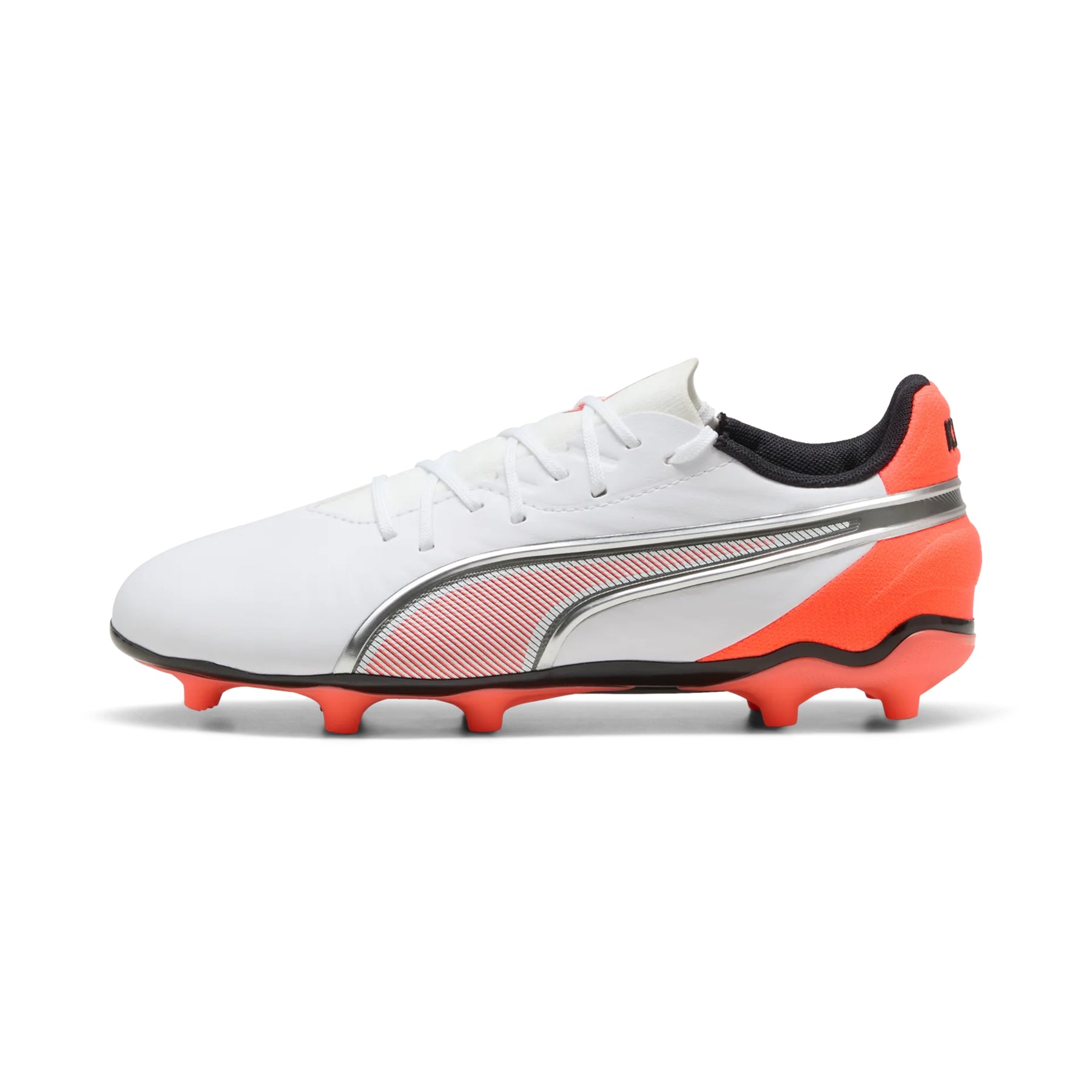 Puma King Match FG/AG Football Boots: Puma White/Silver/Glowing Red
