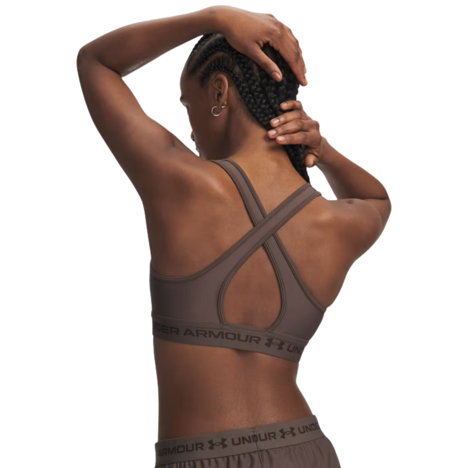 Under Armour Crossback Mid Women's Sports Bra: Peppercorn/Kona Brown