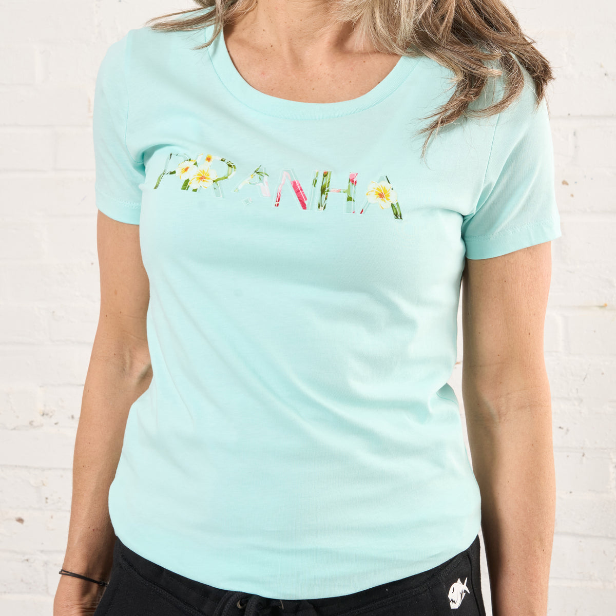 Piranha Lifestyle Womens Fitted T-Shirt: Caribbean Blue (Floral)