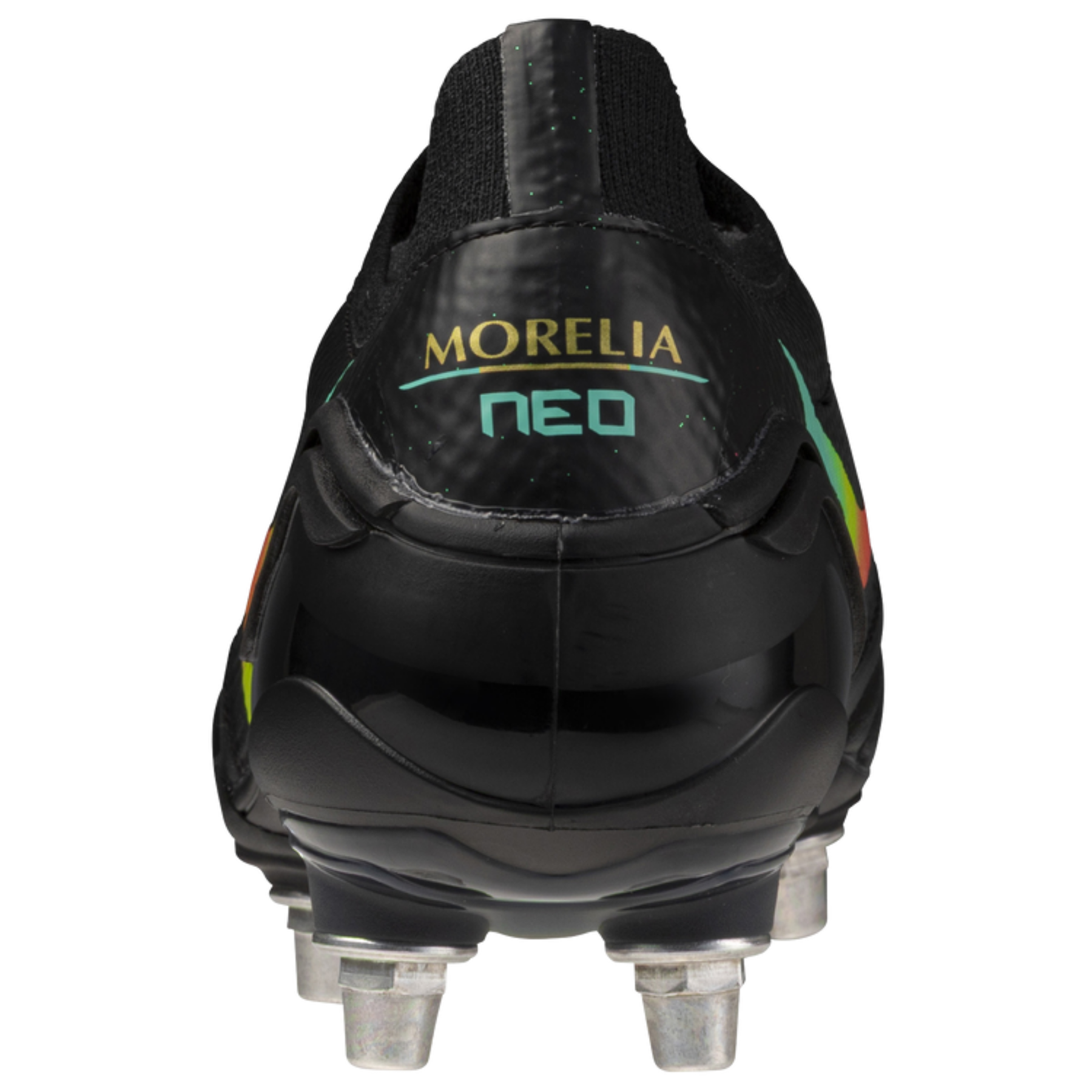 Mizuno Morelia Neo V Elite Rugby Boots: Black/Lava Orange