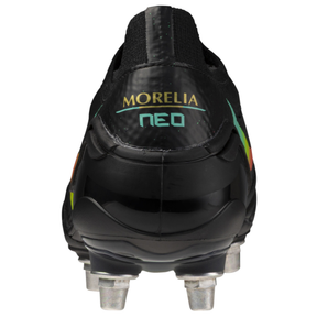 Mizuno Morelia Neo V Elite Rugby Boots: Black/Lava Orange