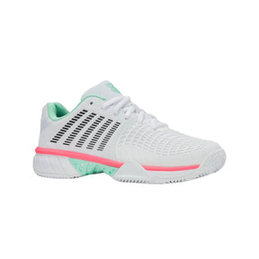 K Swiss Express Light 3 Clay Womens Tennis Shoes: White/Mint/Pastel Pink