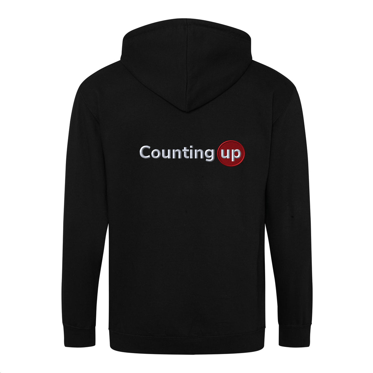 Counting Up Zipped Hoodie: Black