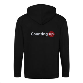 Counting Up Zipped Hoodie: Black