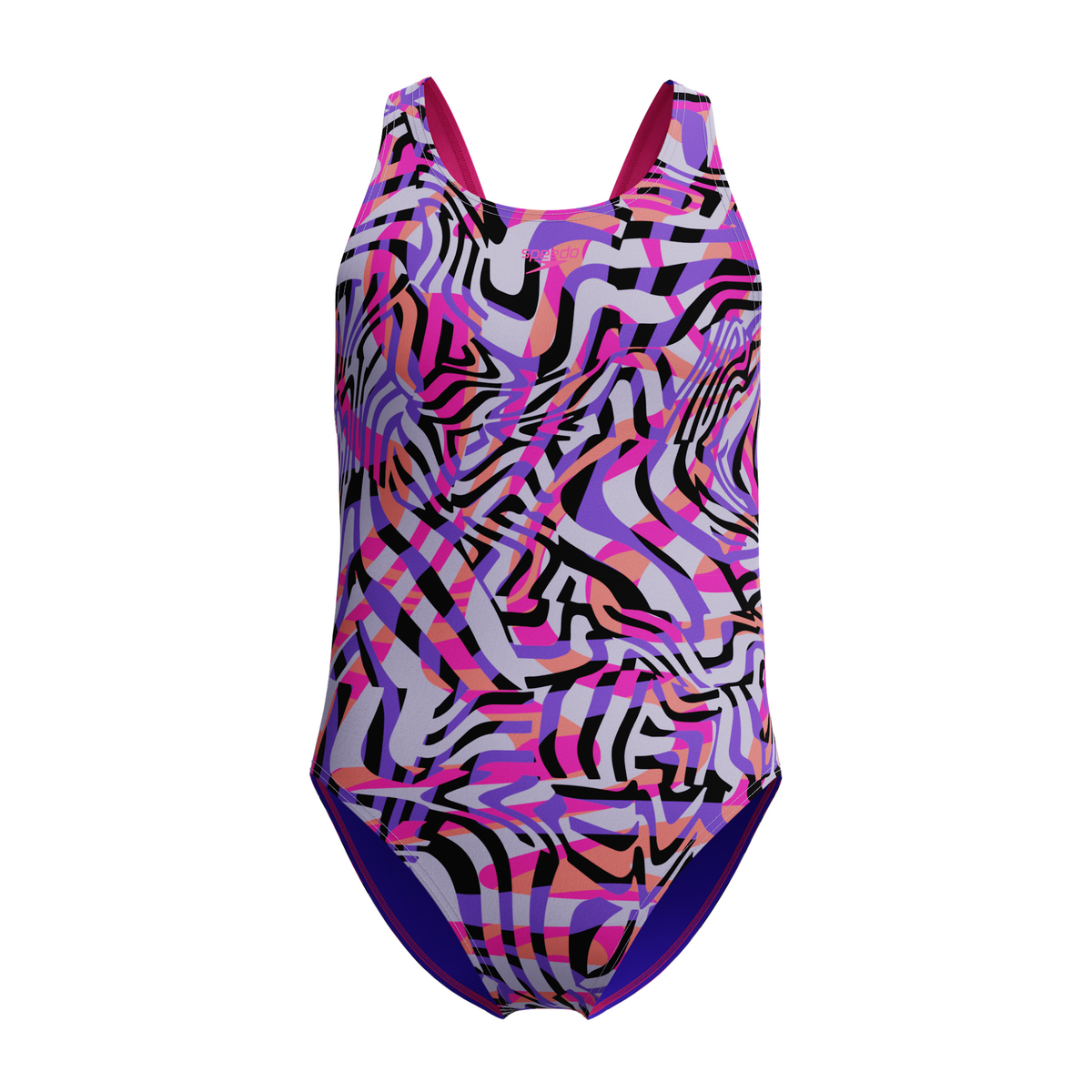 Speedo Girls Digital Allover Leaderback Swimsuit: Pink