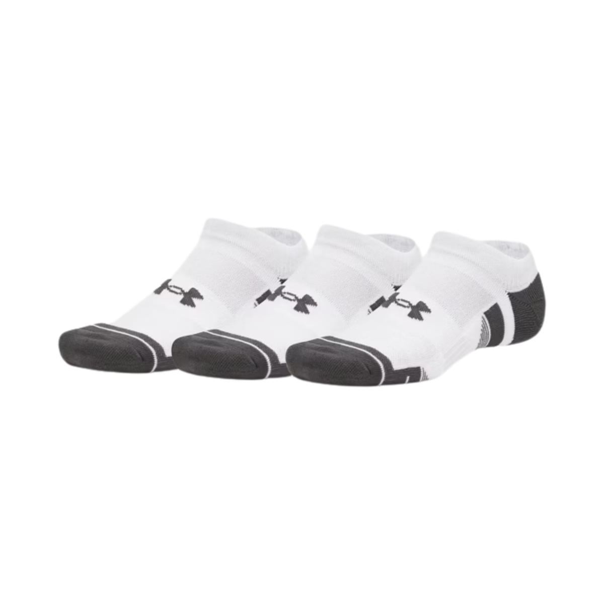 Under Armour Performance No Show Socks 3 Pack: White/Jet Grey