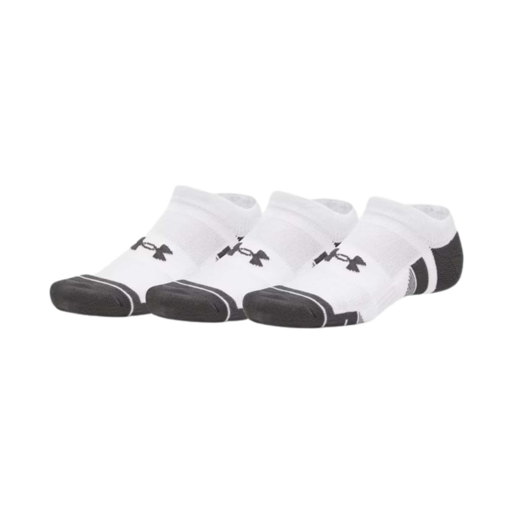Under Armour Performance No Show Socks 3 Pack: White/Jet Grey