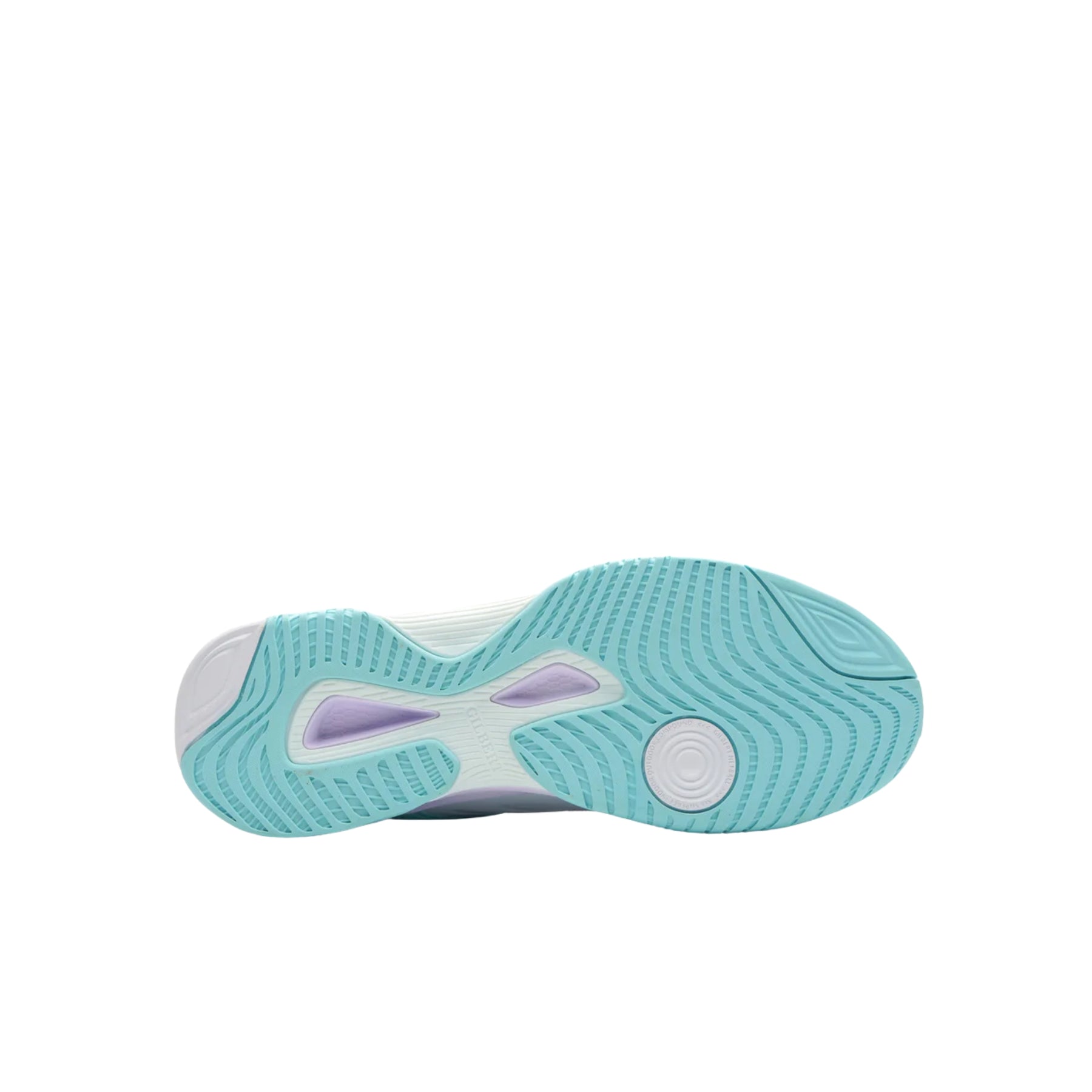 Gilbert Impact Womens Netball Shoes: White/Aqua/Purple