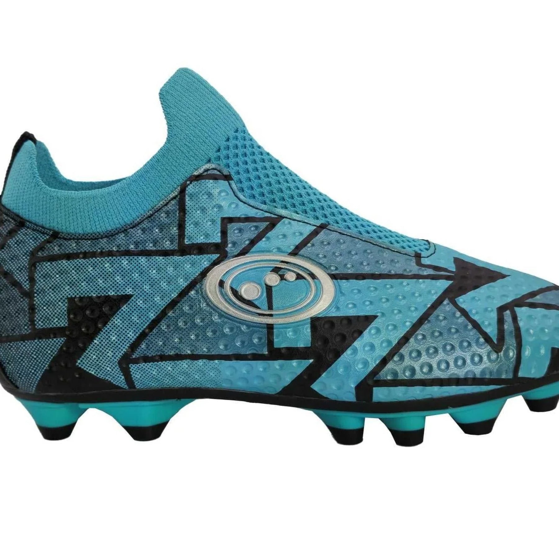 Optimum Aztec Laceless Moulded Stud Kids Football Boots: Ice Blue