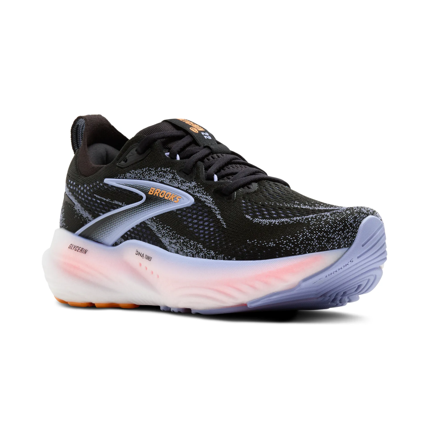 Brooks Glycerin 22 Women's Running Shoes: Black/Blue Heron/Orange