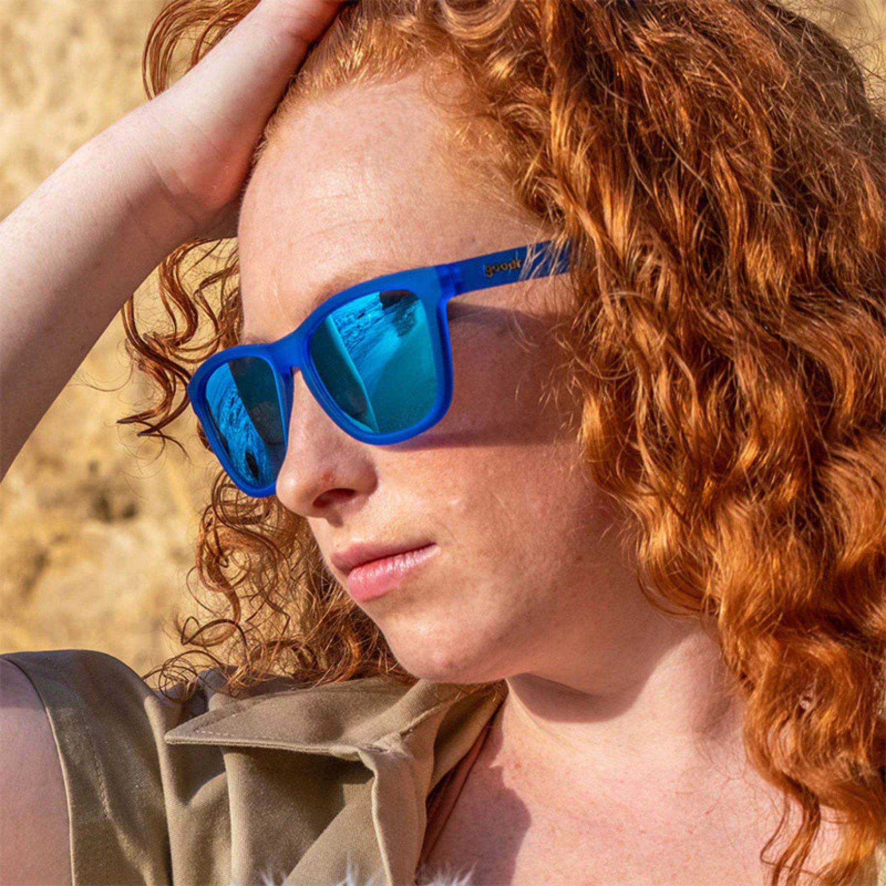 Goodr Falkors's Fever Dream Sunglasses Blue Polarised Lenses: Blue Frame