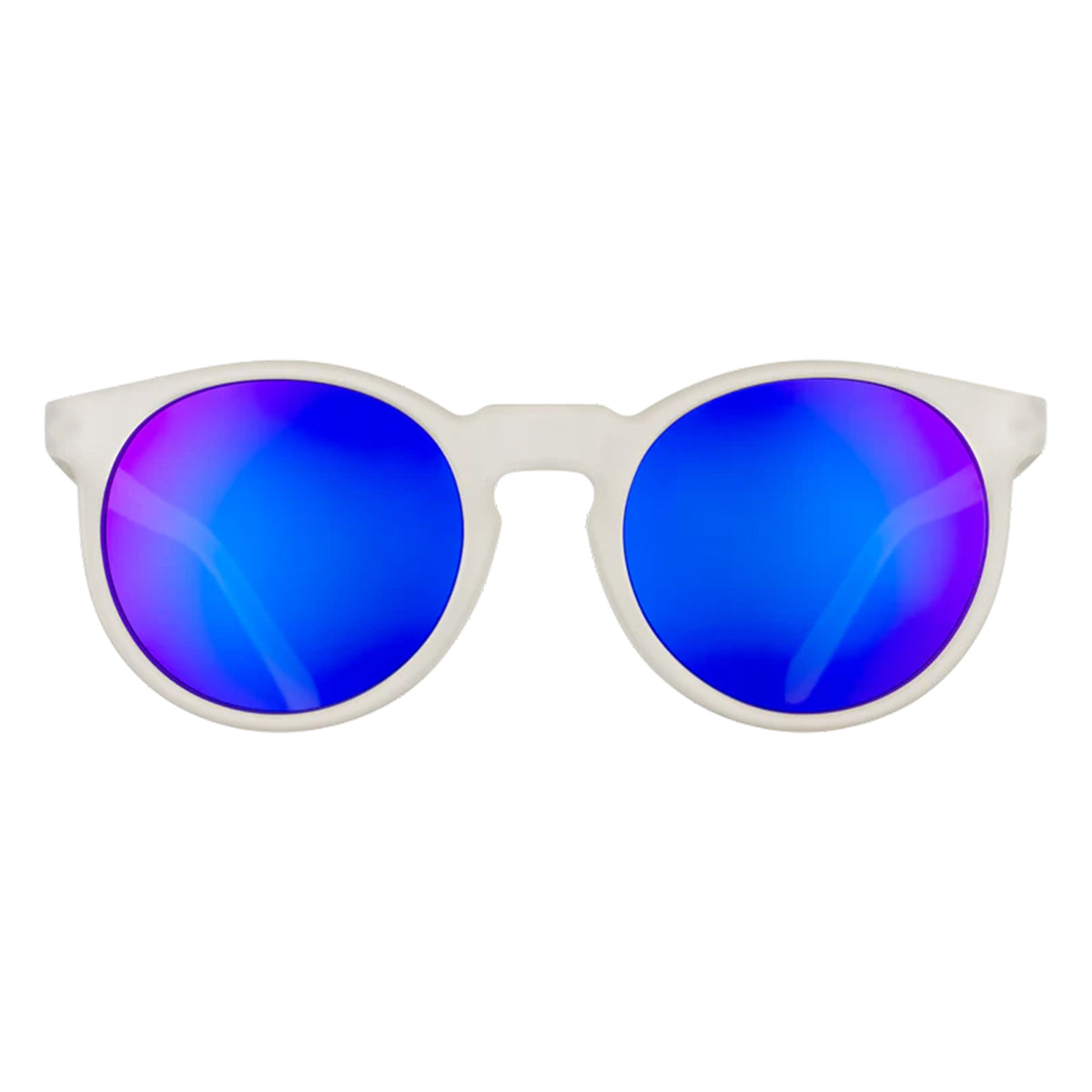 Goodr Circle Sunglasses Purple Reflective Polarised Lenses: Clear Frame