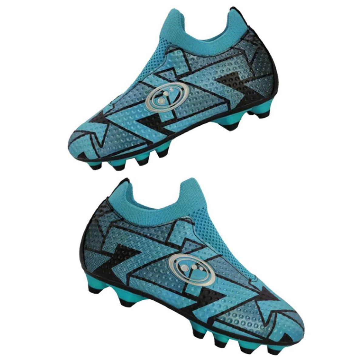 Optimum Aztec Laceless Moulded Stud Kids Football Boots: Ice Blue