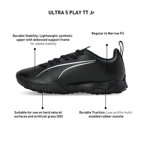 Puma ULTRA 5 Play TT Junior Football Boots: Black/White