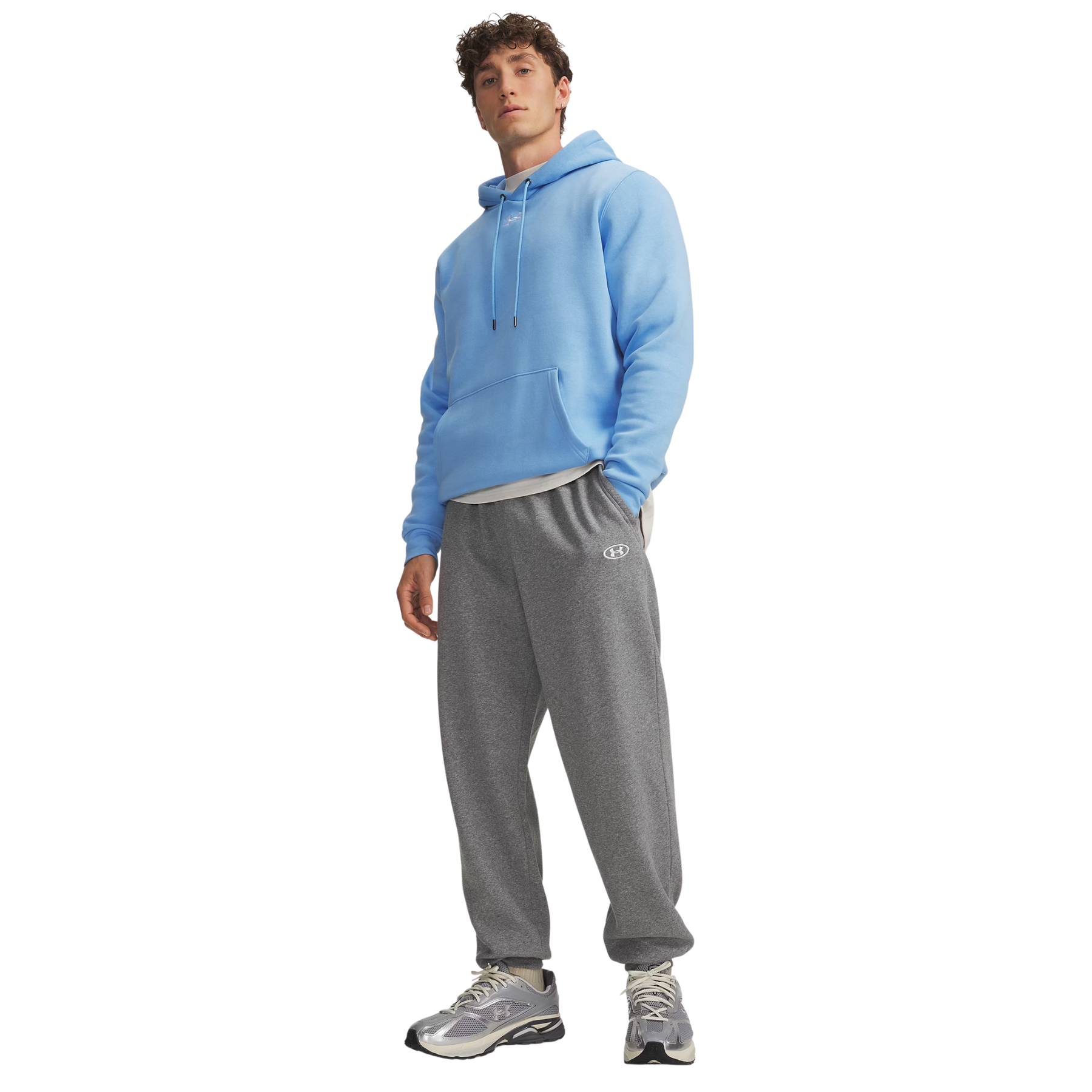 Under Armour Men's Rival Fleece Joggers: Castlerock Light Heather/White