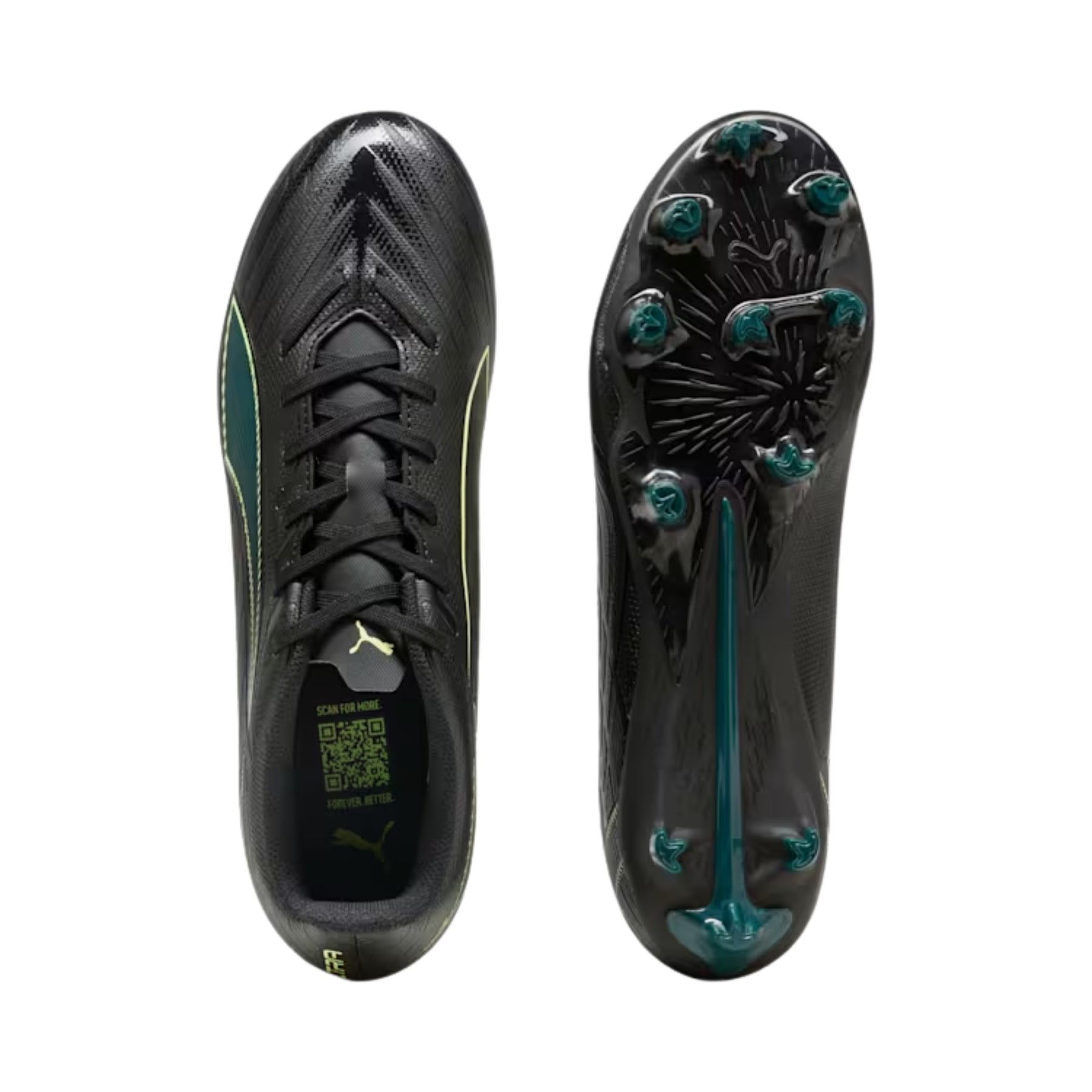 Puma Ultra 6 Play FG/AG Football Boots: Puma Black/Fizzy Light/Green