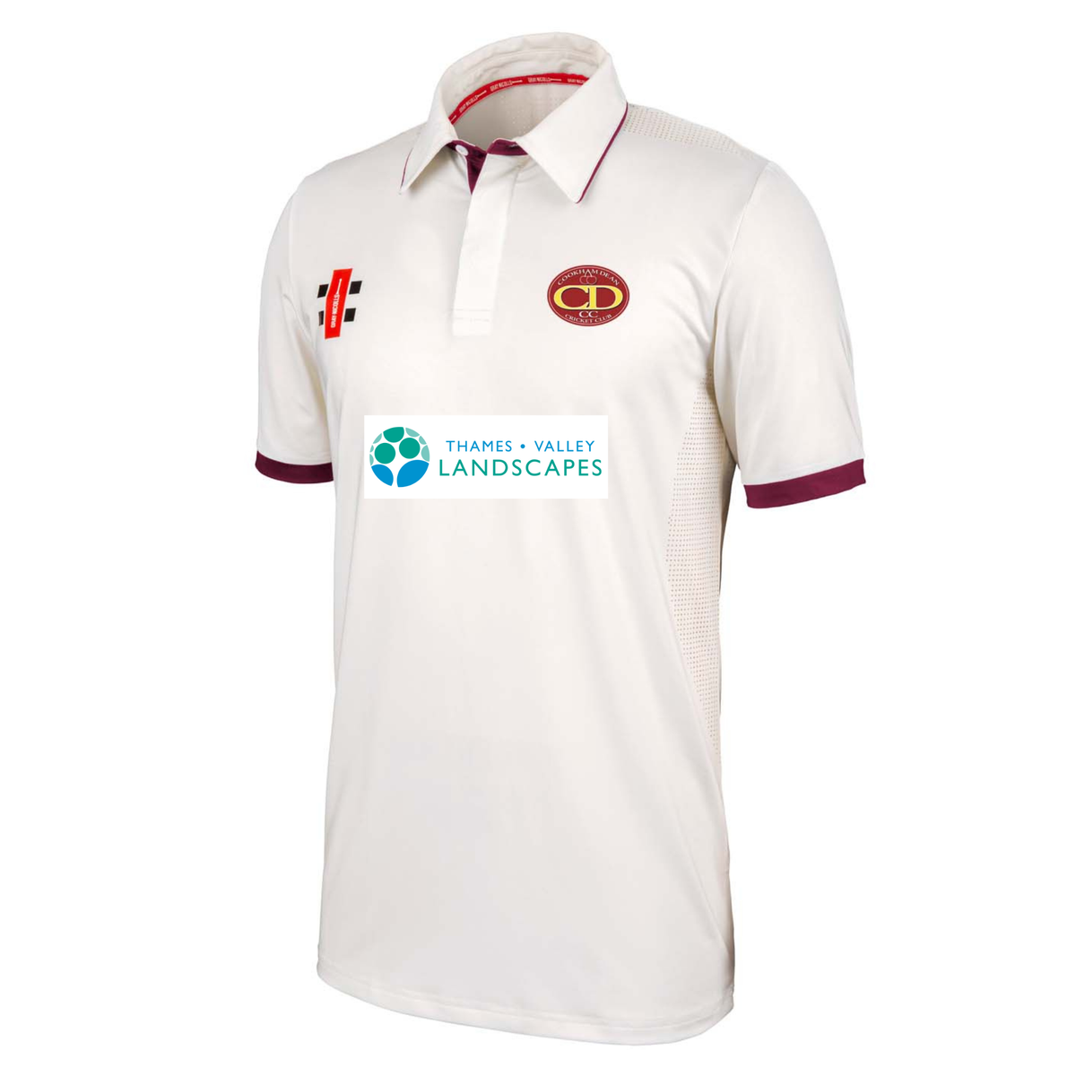 Cookham Dean CC Performance Shirt Short Sleeve: Ivory/Maroon