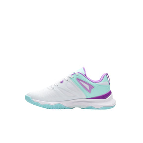 Gilbert Impact Womens Netball Shoes: White/Aqua/Purple