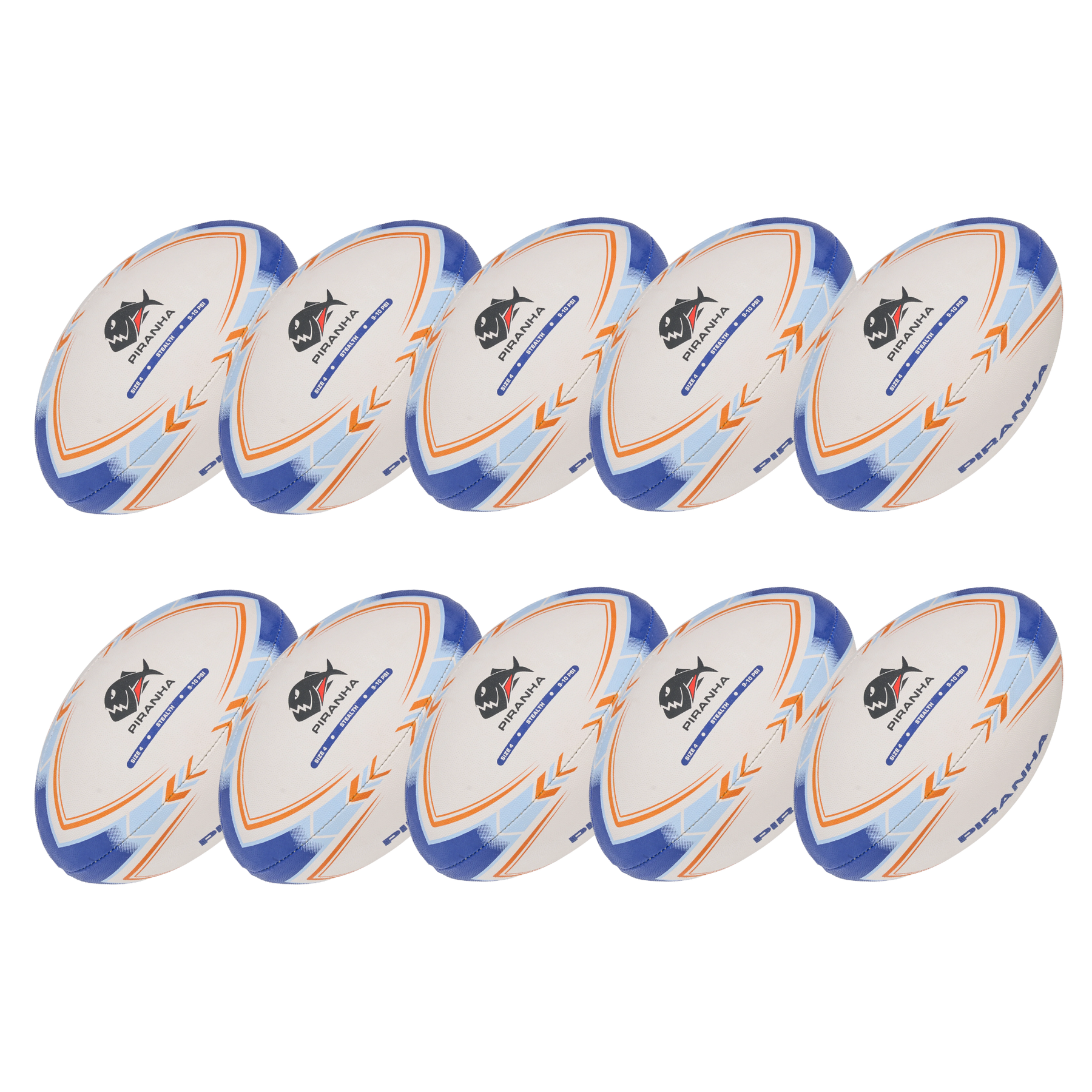 Piranha Stealth Rugby Ball (Pack of 10)