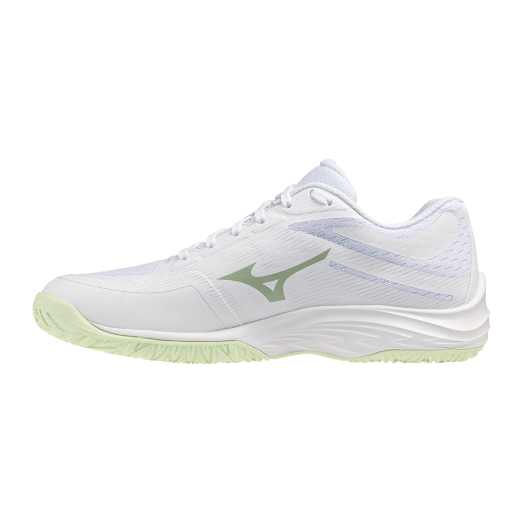 Mizuno Lightening Select Women's Netball Shoes: White/Aqua Grey/Ambrosia