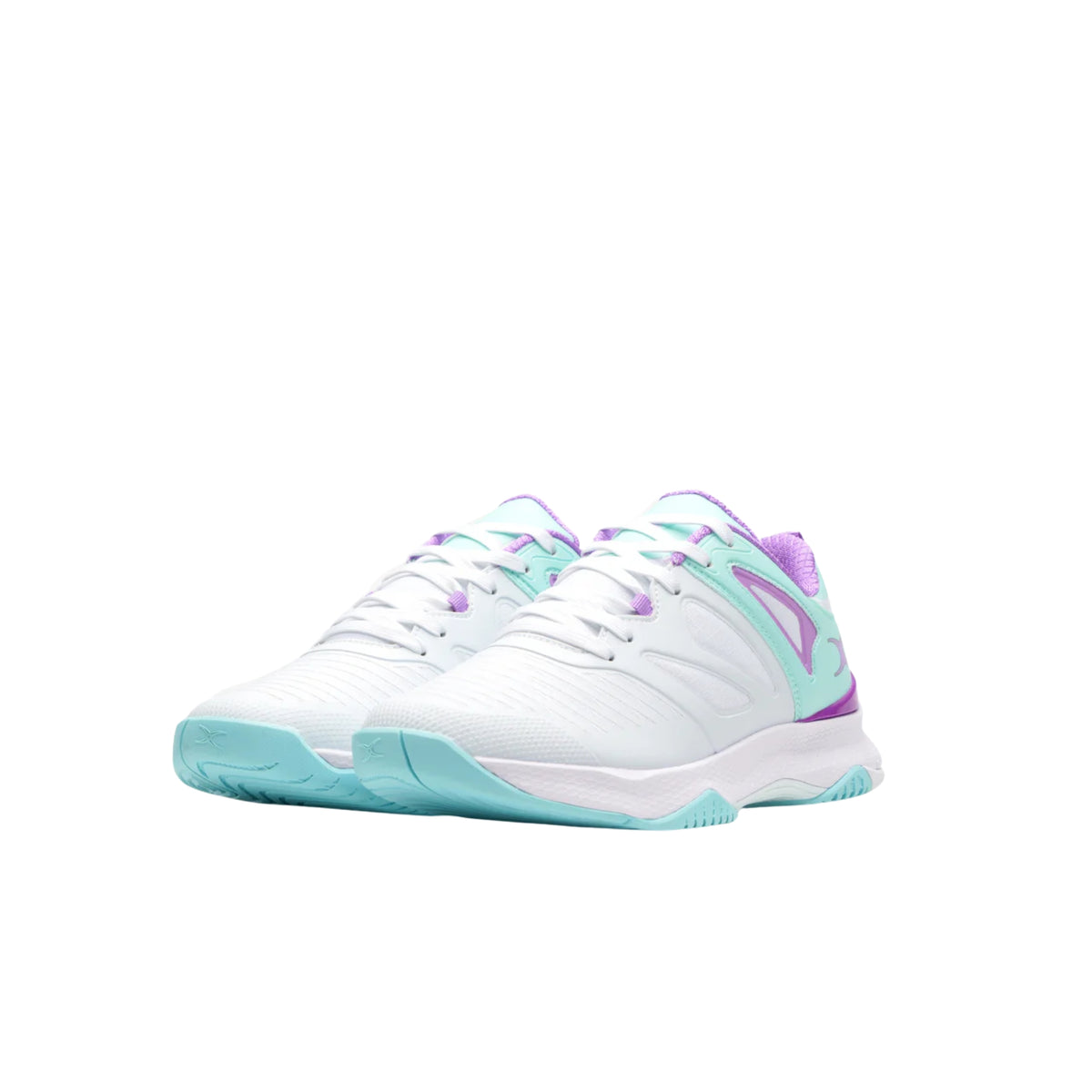 Gilbert Impact Womens Netball Shoes: White/Aqua/Purple