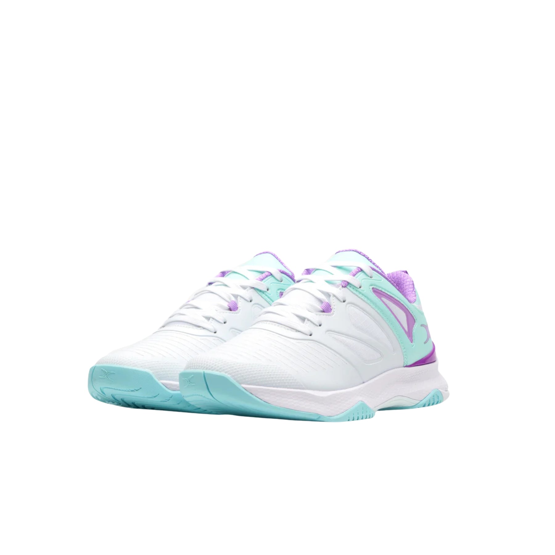 Gilbert Impact Womens Netball Shoes: White/Aqua/Purple