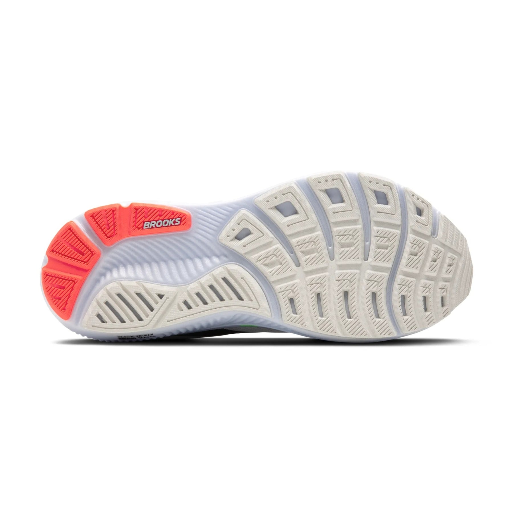 Brooks Ghost 17 Men's Running Shoes: White/Pink Clay/Gecko