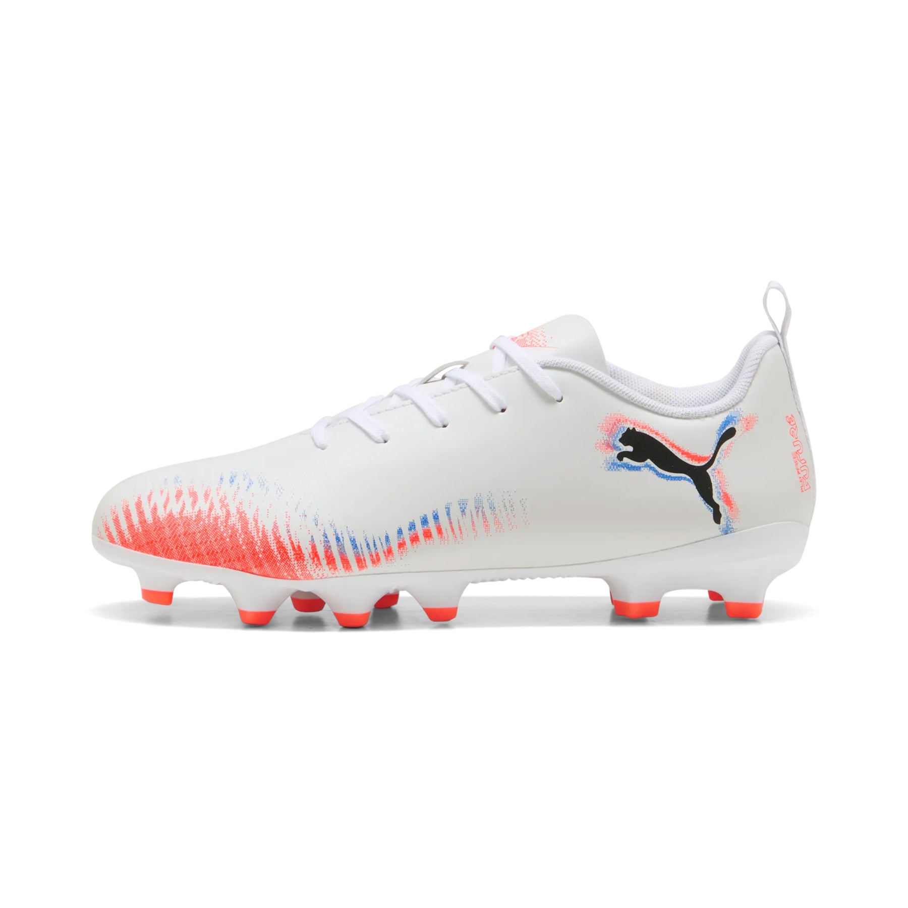 Puma Future 8 Play FG/AG Junior Football Boots: Puma White/Black/Glowing Red