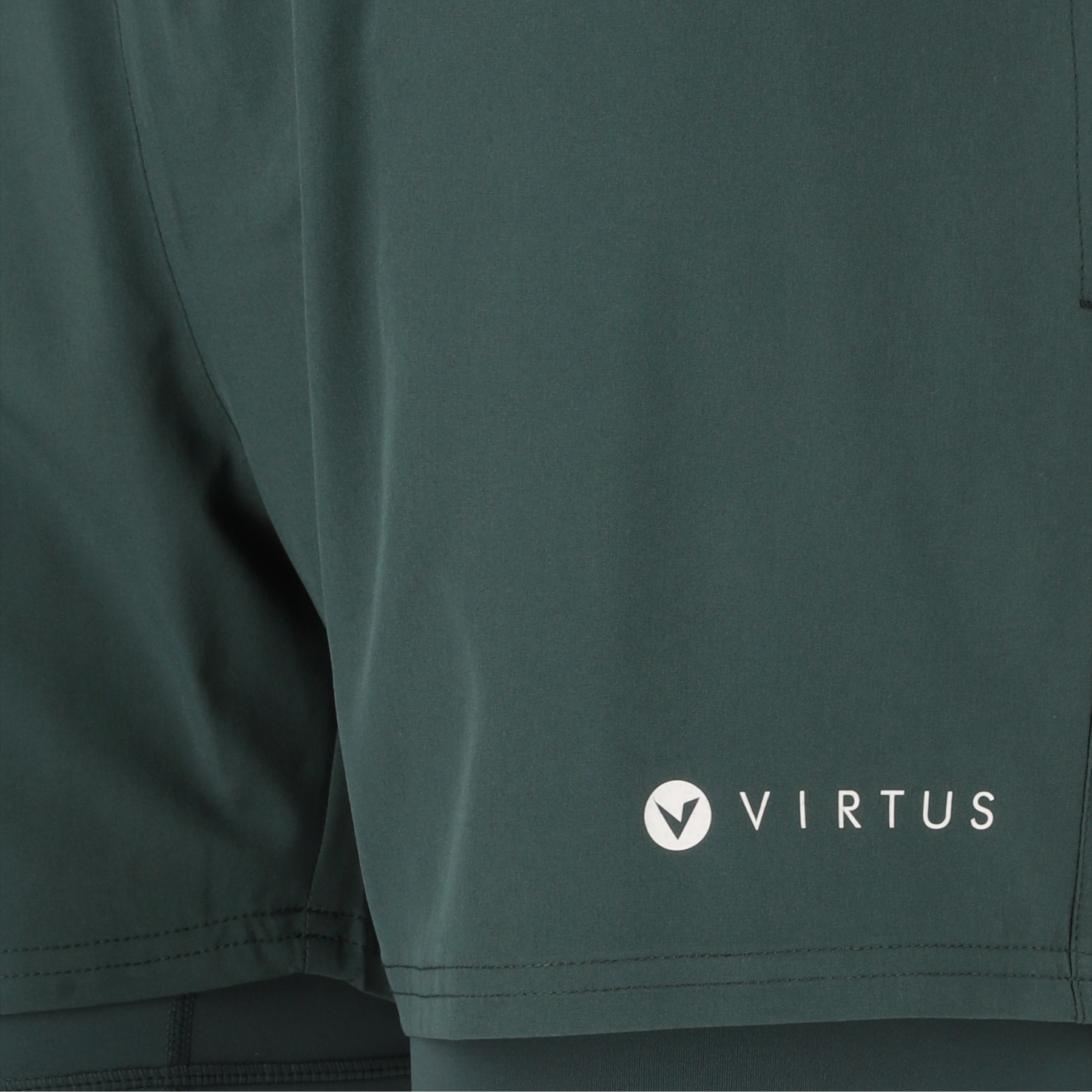 Virtus Zayne Mens 2 in 1 Running Shorts: Dusty Forest