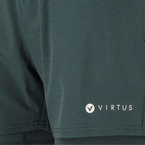 Virtus Zayne Mens 2 in 1 Running Shorts: Dusty Forest