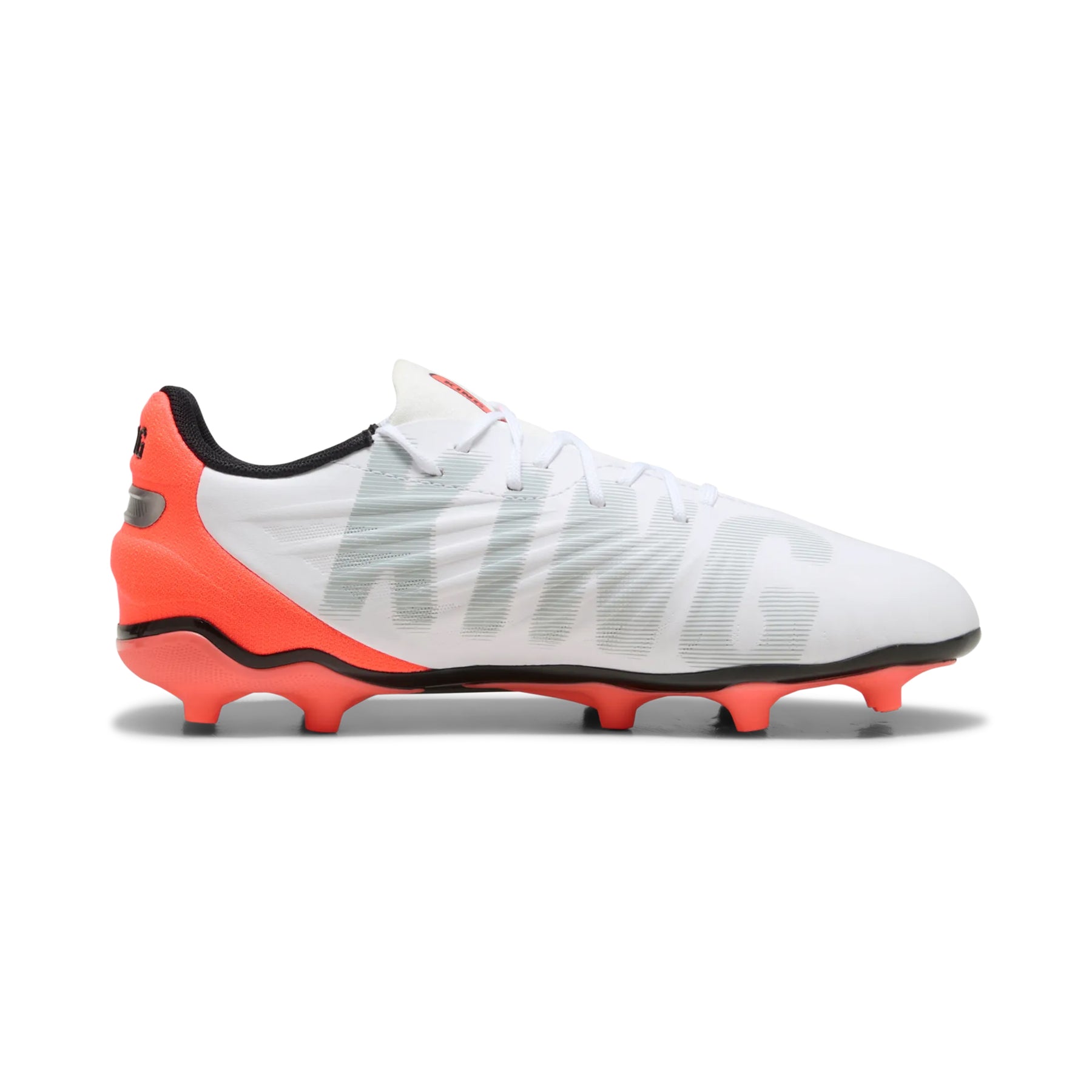 Puma King Match FG/AG Football Boots: Puma White/Silver/Glowing Red