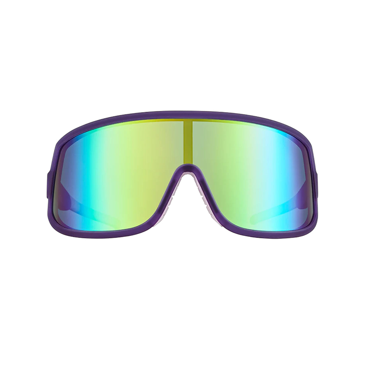 Goodr No Hands Sunglasses Green Yellow Reflective Polarised Lenses: Purple Frame