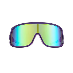 Goodr No Hands Sunglasses Green Yellow Reflective Polarised Lenses: Purple Frame